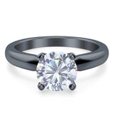  Round Natural Stone Solitaire Cathedral Ring