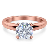  Round Natural Stone Solitaire Cathedral Ring