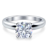  Round Natural Stone Solitaire Cathedral Ring