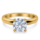  Round Natural Stone Solitaire Cathedral Ring