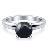  Round Natural Stone Solitaire Cathedral Ring
