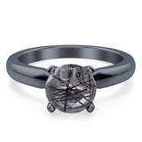  Round Natural Stone Solitaire Cathedral Ring