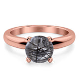  Round Natural Stone Solitaire Cathedral Ring