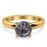  Round Natural Stone Solitaire Cathedral Ring