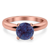  Round Natural Stone Solitaire Cathedral Ring