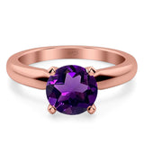  Round Natural Stone Solitaire Cathedral Ring