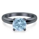  Round Natural Stone Solitaire Cathedral Ring