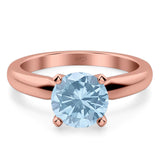  Round Natural Stone Solitaire Cathedral Ring