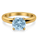  Round Natural Stone Solitaire Cathedral Ring