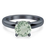  Round Natural Stone Solitaire Cathedral Ring