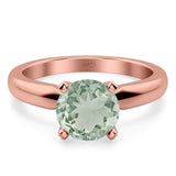  Round Natural Stone Solitaire Cathedral Ring
