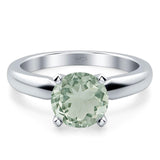  Round Natural Stone Solitaire Cathedral Ring