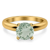  Round Natural Stone Solitaire Cathedral Ring