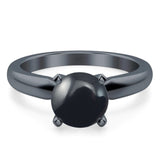  Round Natural Stone Solitaire Cathedral Ring