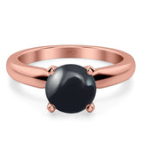  Round Natural Stone Solitaire Cathedral Ring