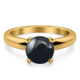  Round Natural Stone Solitaire Cathedral Ring