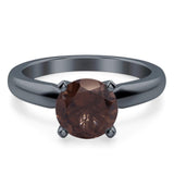  Round Natural Stone Solitaire Cathedral Ring