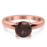  Round Natural Stone Solitaire Cathedral Ring