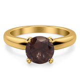  Round Natural Stone Solitaire Cathedral Ring
