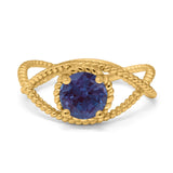 Minimalist Round Natural Stone Solitaire Ring