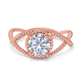 Minimalist Round Natural Stone Solitaire Ring