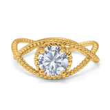 Minimalist Round Natural Stone Solitaire Ring