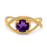 Minimalist Round Natural Stone Solitaire Ring