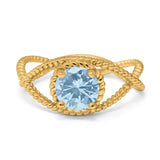 Minimalist Round Natural Stone Solitaire Ring