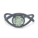 Minimalist Round Natural Stone Solitaire Ring