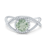 Minimalist Round Natural Stone Solitaire Ring