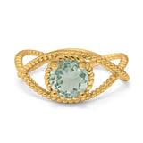 Minimalist Round Natural Stone Solitaire Ring