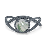 Minimalist Round Natural Stone Solitaire Ring