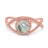 Minimalist Round Natural Stone Solitaire Ring