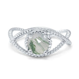 Minimalist Round Natural Stone Solitaire Ring