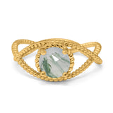 Minimalist Round Natural Stone Solitaire Ring