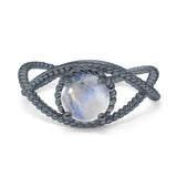 Minimalist Round Natural Stone Solitaire Ring