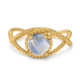 Minimalist Round Natural Stone Solitaire Ring