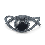 Minimalist Round Natural Stone Solitaire Ring