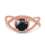 Minimalist Round Natural Stone Solitaire Ring