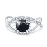 Minimalist Round Natural Stone Solitaire Ring