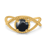 Minimalist Round Natural Stone Solitaire Ring