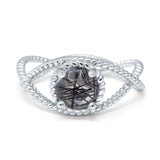 Minimalist Round Natural Stone Solitaire Ring