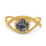 Minimalist Round Natural Stone Solitaire Ring