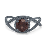 Minimalist Round Natural Stone Solitaire Ring