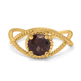 Minimalist Round Natural Stone Solitaire Ring