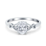 Art Deco Oval Moissanite Split Shank Twisted Ring 925 Sterling Silver