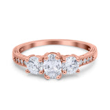 Three Stone Oval Natural Stone Trio Ring