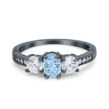 Three Stone Oval Natural Stone Trio Ring