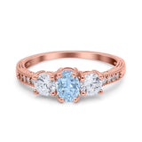 Three Stone Oval Natural Stone Trio Ring