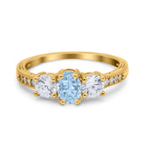 Three Stone Oval Natural Stone Trio Ring